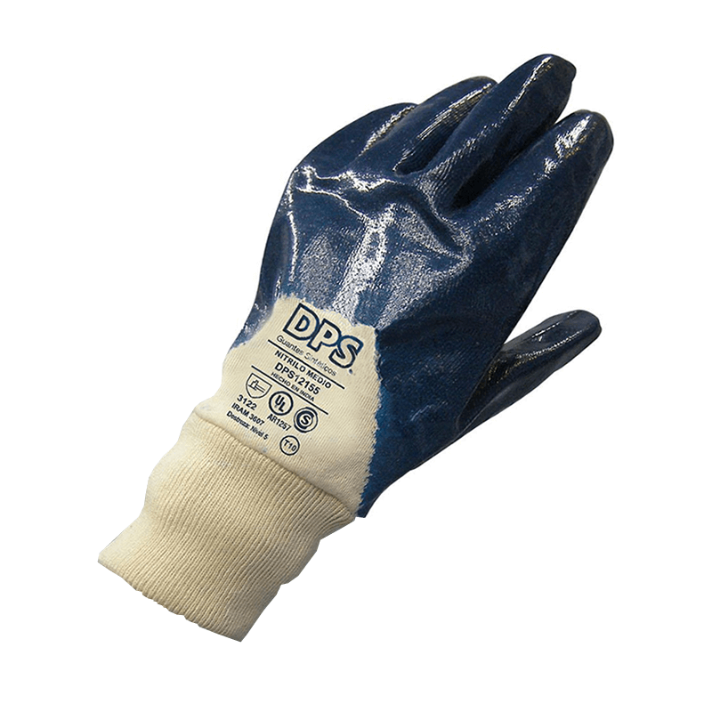 DPS GUANTES NITRILO MEDIO VENTILADO AZUL PUÑO TEJIDO TALLE 10 (12155)
