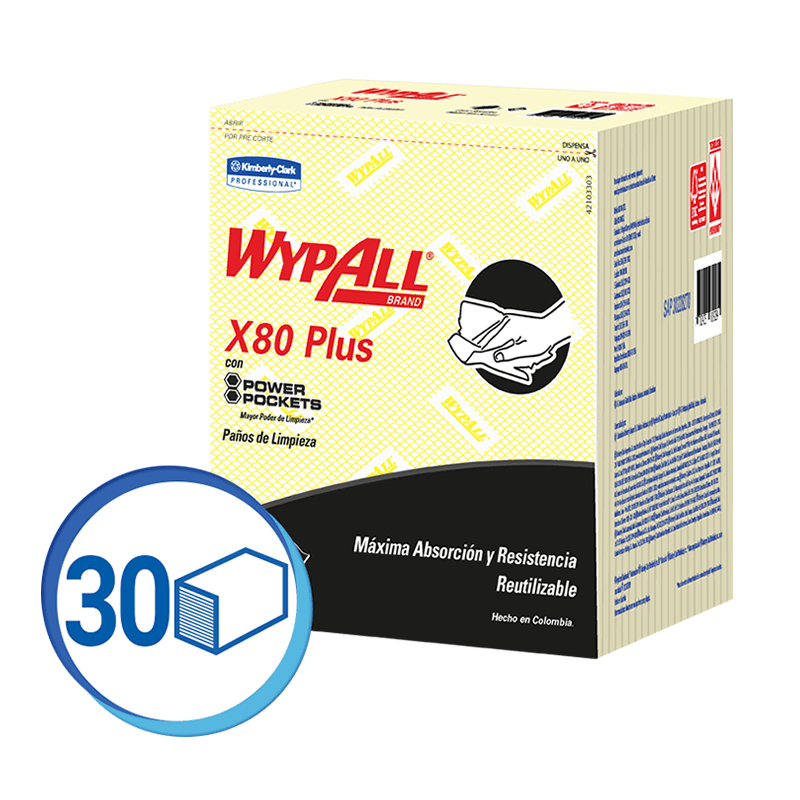 WYPALL X80 PAÑOS DE LIMPIEZA PRE DOBLADOS AMARILLO (30228270)