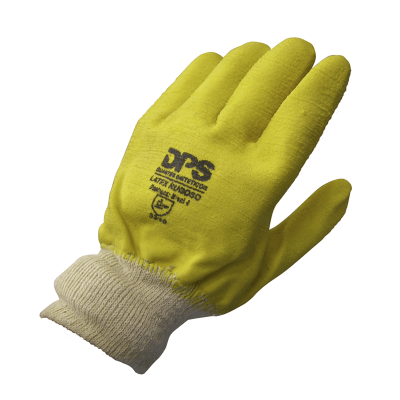 DPS GUANTES LÁTEX RUGOSO DORSO COMPLETO PUÑO TEJIDO TALLE 10 (21125)