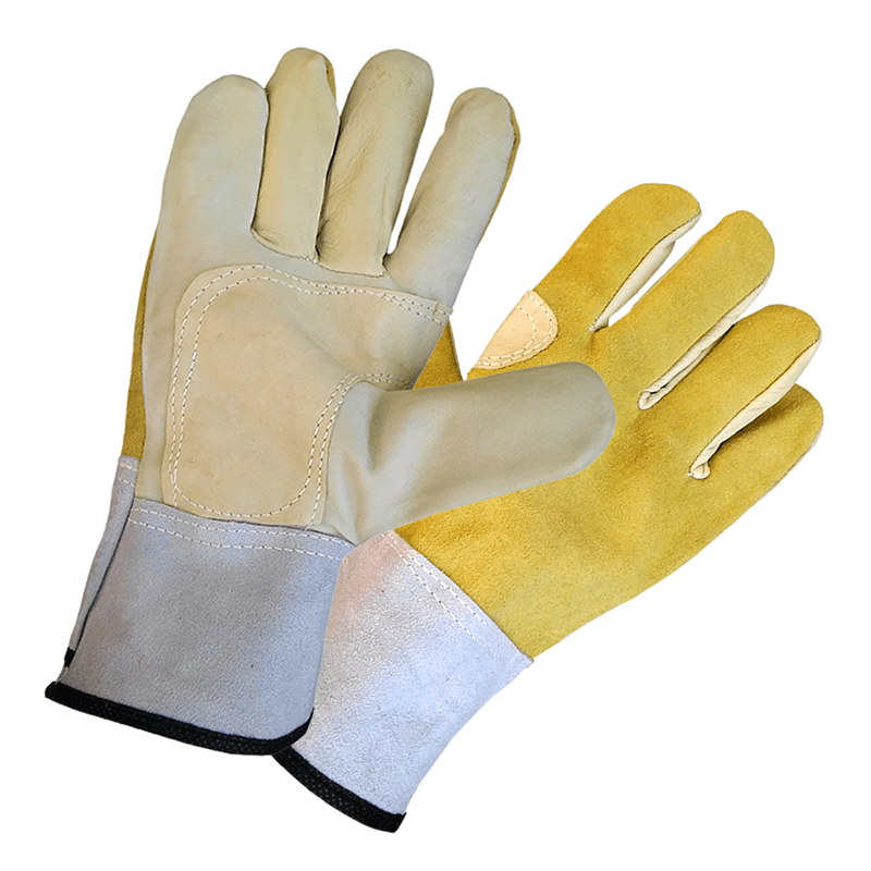 GUANTES AMERICANOS COMBINADOS VAQUETA Y DESCARNE REFORZADOS PUÑO CORTO