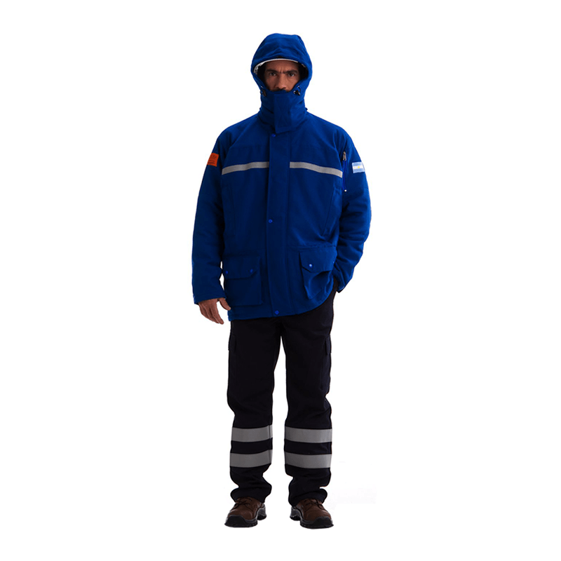 GEOTEX ANORAK IGNÍFUGO UNIFORTE TALLES XS AL 5XL AZUL CON REFLECTIVOS