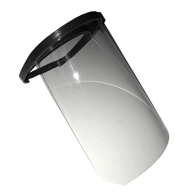 PROTECTOR FACIAL SANITARIO CON SOPORTE PLÁSTICO Y VISOR TRANSPARENTE