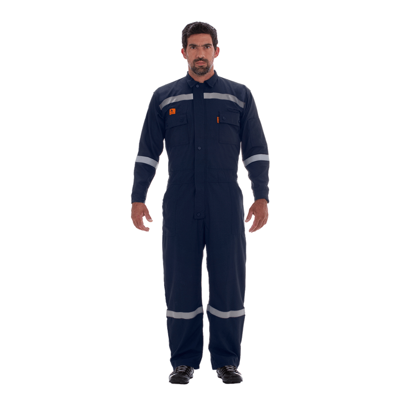 GEOTEX MAMELUCO IGNÍFUGO PREMIUM UNIFORTE TALLES XS AL 5XL AZUL CON REFLECTIVOS