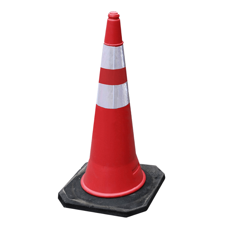 DPS CONO DE SEÑALIZACIÓN RÍGIDO CON REFLECTIVO 1 mt BASE DE GOMA