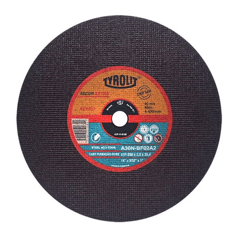 TYROLIT DISCO ABRASIVO SECUR EXTRA PARA CORTE REFORZADO DE ACERO 350x2.5x25.4 (41F-11-6102)