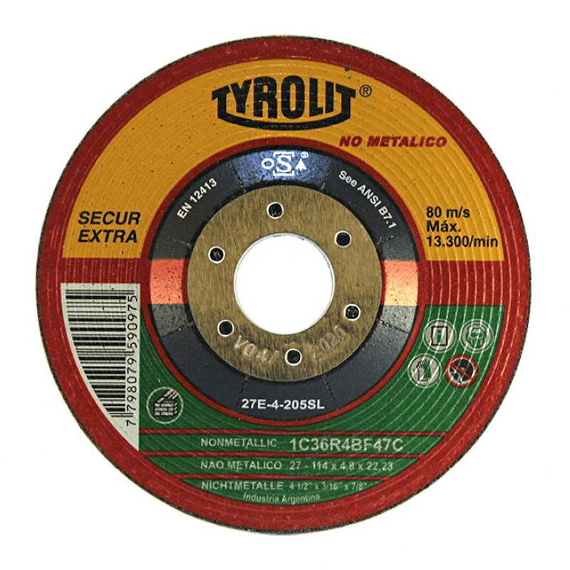 TYROLIT DISCO ABRASIVO SECUR EXTRA PARA DESBASTE DE PIEDRA 178X7X22.23 (27E-7-47)