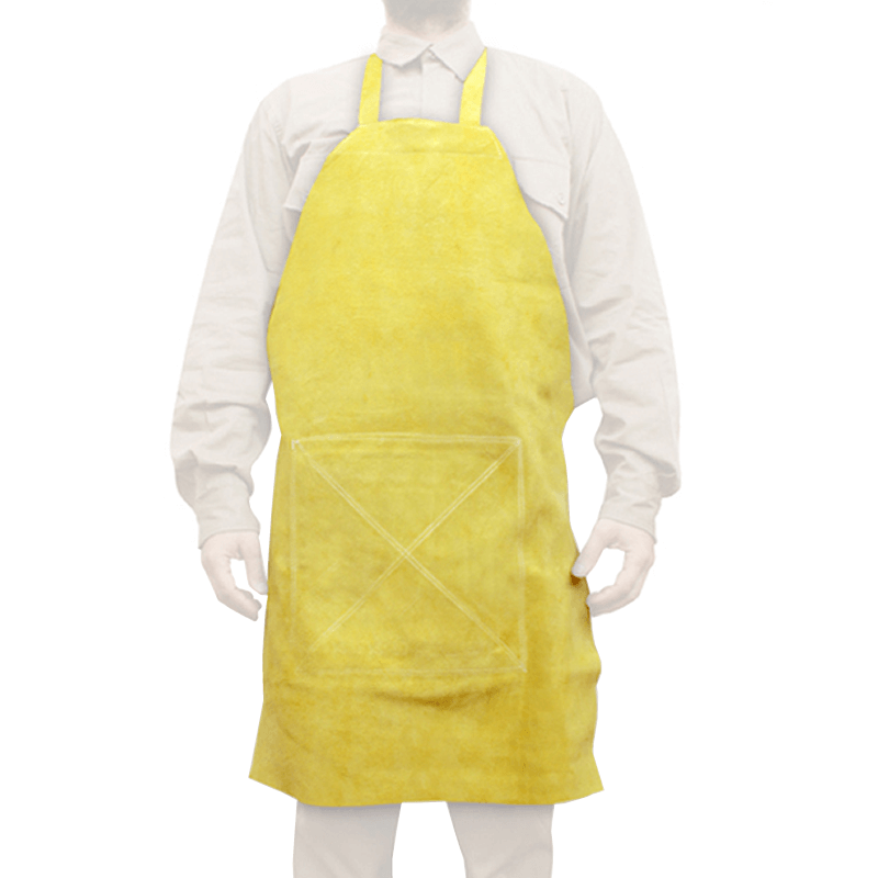 DELANTAL DE CUERO DESCARNE PARA SOLDADOR CON REFUERZO DE GOMA PLOMADA 60X90