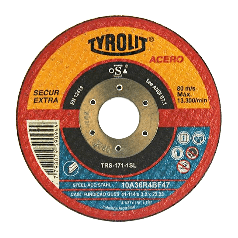 TYROLIT DISCO ABRASIVO SECUR EXTRA PARA CORTE DE ACERO 230x3.2x22.23 (TRS-9-2)