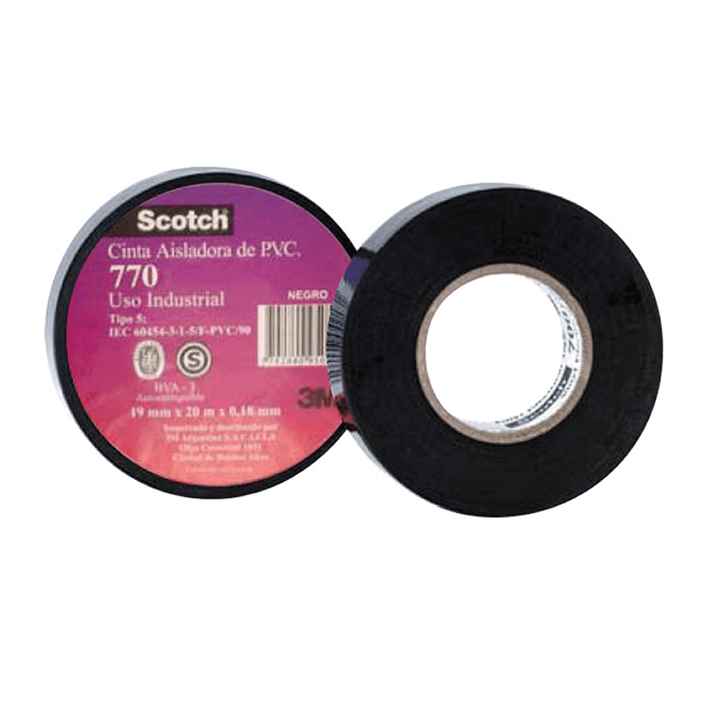 3M CINTA AISLADORA SCOTCH 770 19MMX20MT NEGRA (45837)