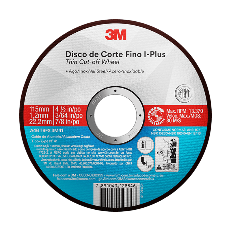 3M DISCO DE CORTE FINO I-PLUS THIN CUT 115X1.0X22.2MM (65560)