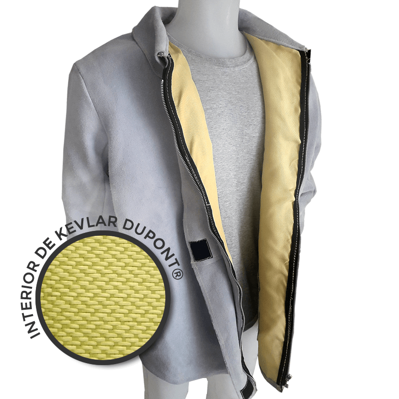 CAMPERA DE CUERO DESCARNE CON INTERIOR DE KEVLAR DUPONT®