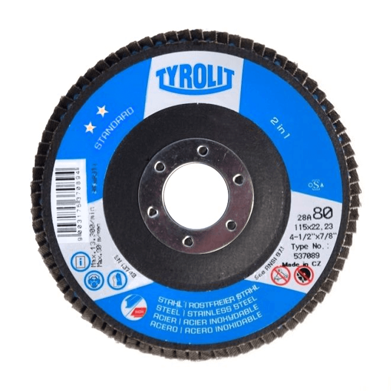 TYROLIT DISCO FLAP STANDARD ÓXIDO DE ZIRCONIO ZA120-B 180X22.23 (247165)