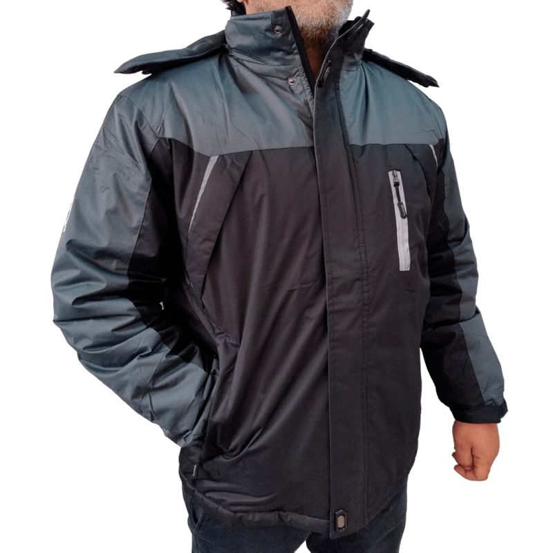 CAMPERA PARKA PREMIUM BICOLOR NEGRO Y GRIS TALLES M AL XXL (K-012)